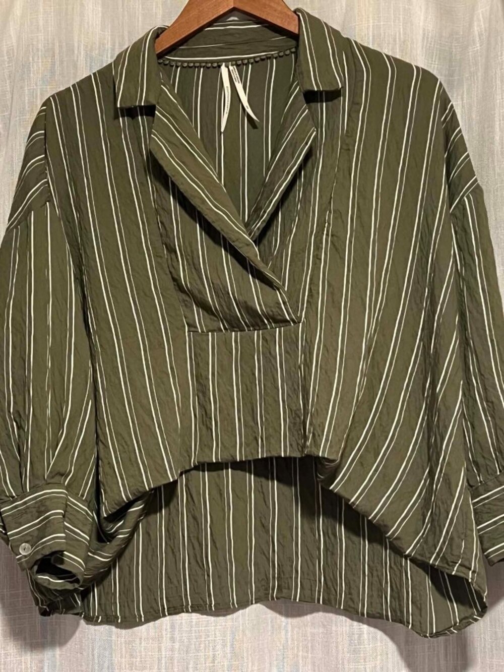 Anthropologie 'The Dylon" Top Long Sleeve Striped Green/White Size XS